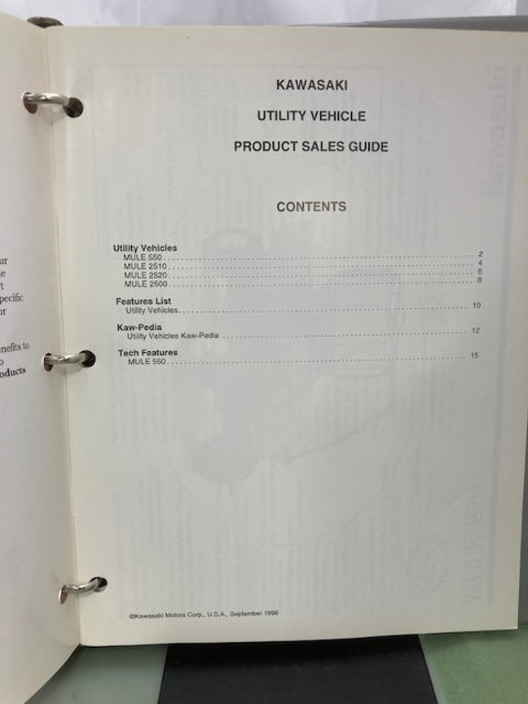 Kawasaki Product Sales Guides Binder 1997 w/ 5 Sales Guides Genuine