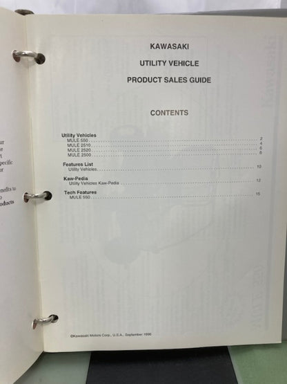 Kawasaki Product Sales Guides Binder 1997 w/ 5 Sales Guides Genuine