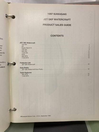 Kawasaki Product Sales Guides Binder 1997 w/ 5 Sales Guides Genuine