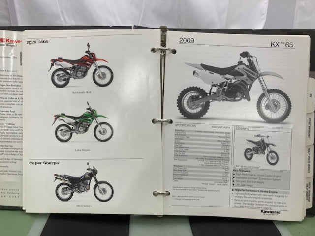 Kawasaki Product Sales Guide Binder w/ Spec Sheets 2009 Genuine