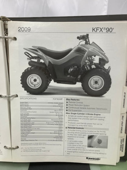Kawasaki Product Sales Guide Binder w/ Spec Sheets 2009 Genuine