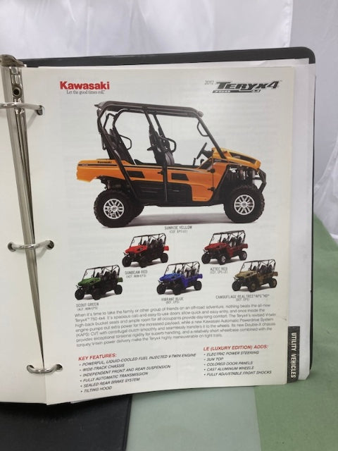 Kawasaki Product Sales Guide Binder w/ Spec Sheets 2012 Genuine