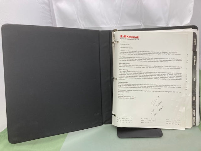 Kawasaki Product Sales Guide Binder w/ Spec Sheets 2012 Genuine