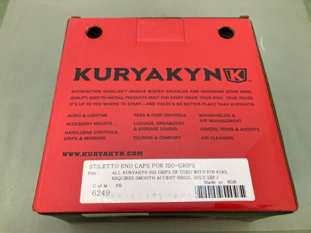 Kuryakyn 6249 Stiletto End Caps for ISO-Grips New Genuine