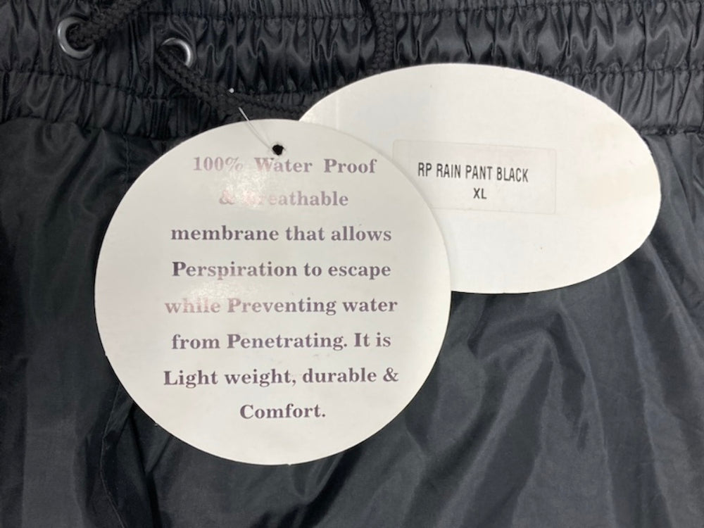 Brooks RP-XL Men's X-Large Rain Pants Black New Genuine