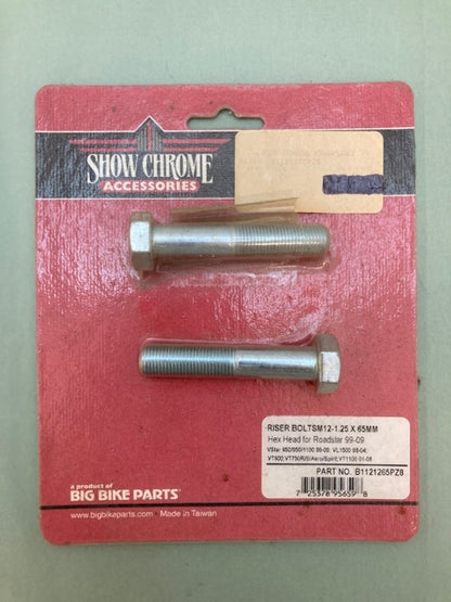Show Chrome B1121265PZ8 Riser Bolts M12-1.25x65MM New Genuine