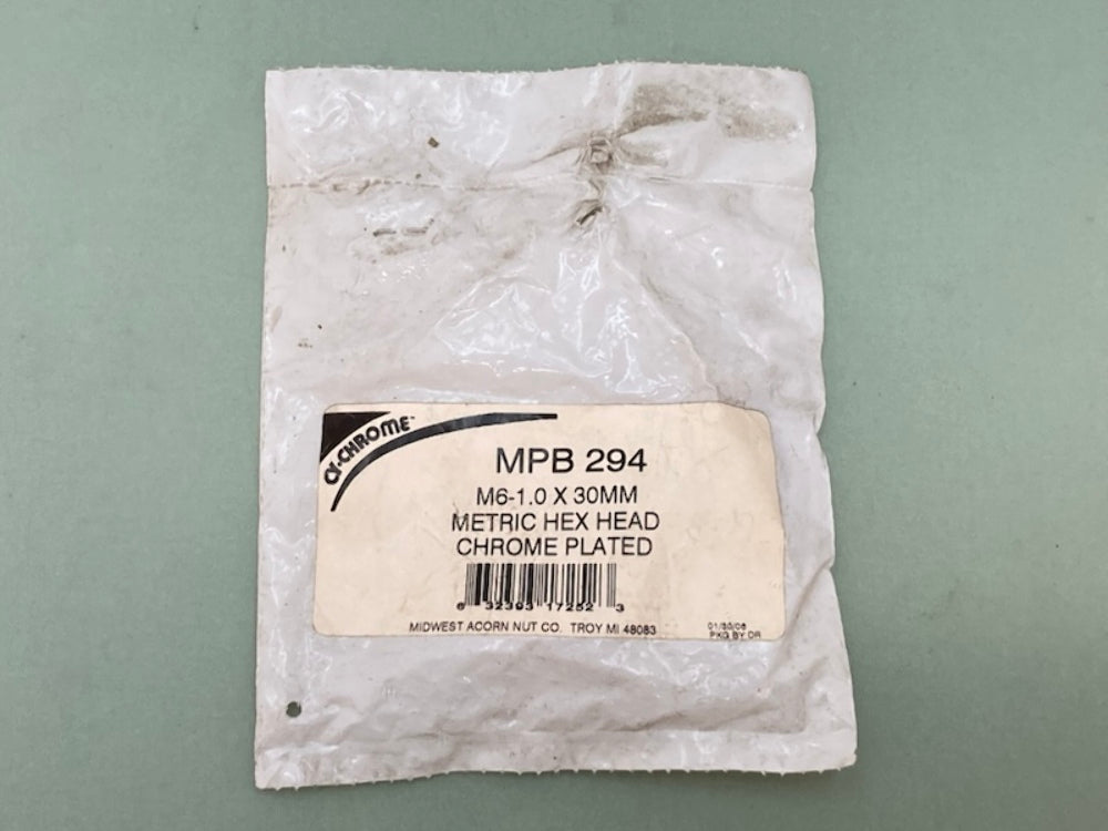 6 PK. Cy-Chrome MPB-294 M6-1.0x30MM Metric Hex Head Chrome Plated New Genuine