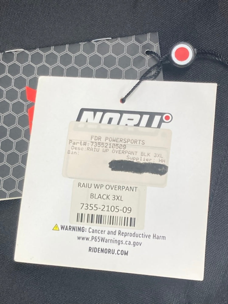 Noru 7355-2105-09 Raiu Waterproof Overpants BLK 3XL New Genuine