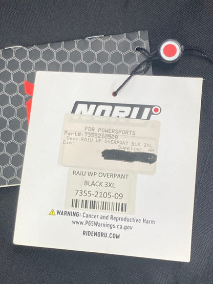 Noru 7355-2105-09 Raiu Waterproof Overpants BLK 3XL New Genuine