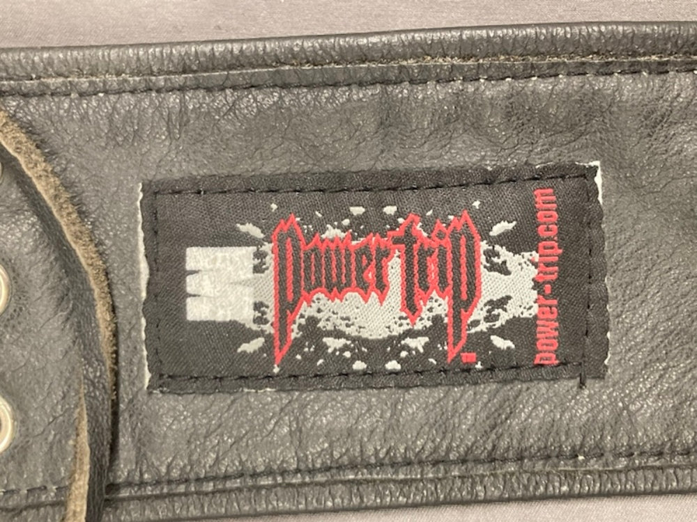 Power Trip 9034-0003 Leather Power Chaps BLK Medium New Genuine