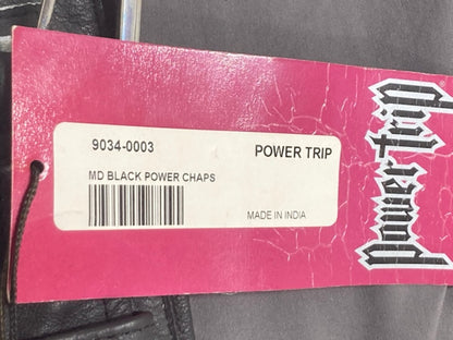 Power Trip 9034-0003 Leather Power Chaps BLK Medium New Genuine