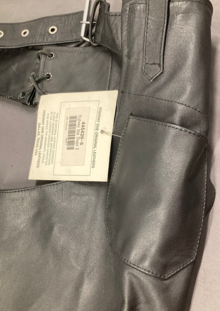 Highway One 445420-S Women's Leather Motorcycle Chaps BLK Small New Genuine