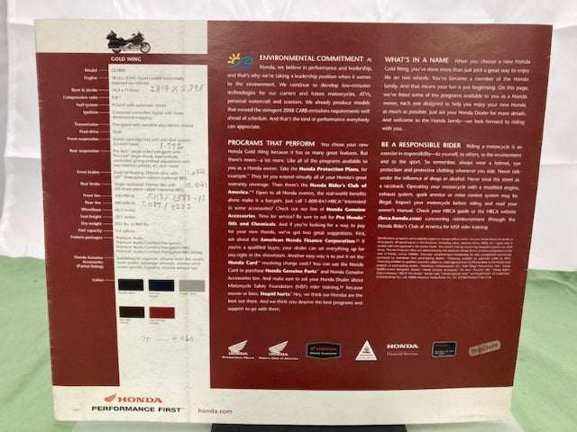 Honda Gold Wing Sales Brochure 2007 Genuine