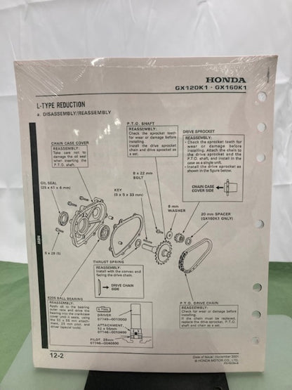 Honda 61ZH700 GX120K1 GX160K1 Shop Manual '91 New Genuine