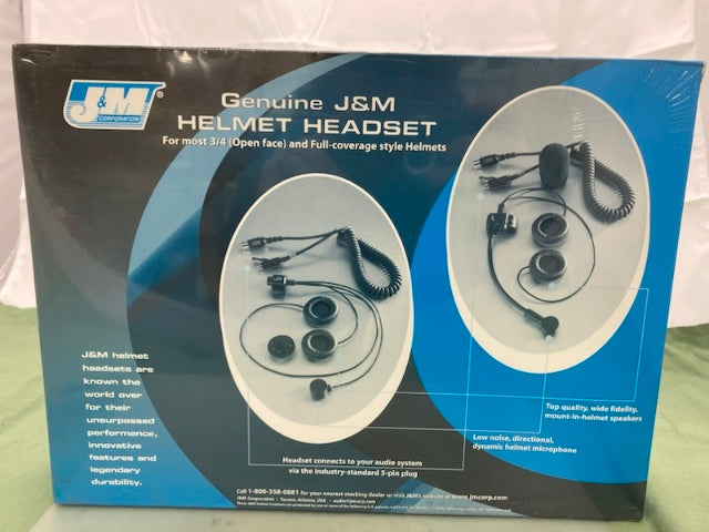 J&M HS-8154B-FF 5-Pin Full Face Stereo Helmet Headset New Genuine