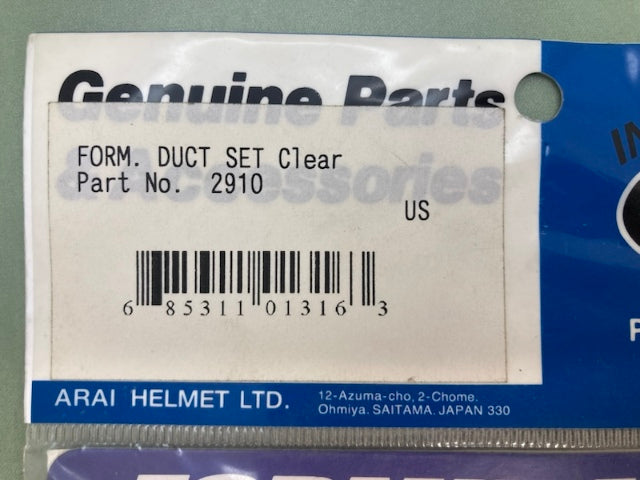 Arai 2910 Formula Duct Set Clear New Genuine