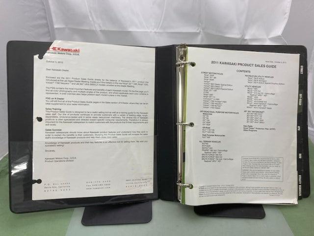 Kawasaki Product Sales Guide Binder w/ Spec Sheets 2011 Genuine