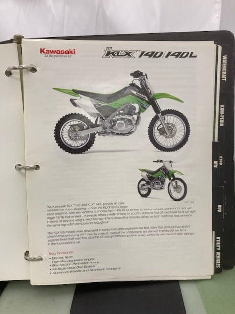 Kawasaki Product Sales Guide Binder w/ Spec Sheets 2011 Genuine