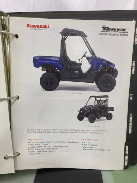 Kawasaki Product Sales Guide Binder w/ Spec Sheets 2011 Genuine