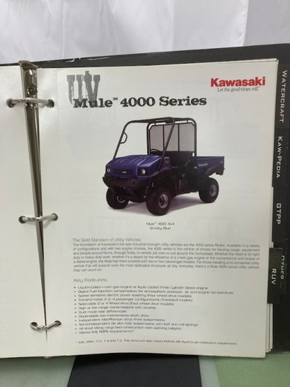 Kawasaki Product Sales Guide Binder w/ Spec Sheets 2010 Genuine
