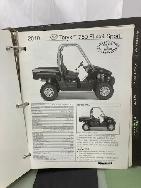 Kawasaki Product Sales Guide Binder w/ Spec Sheets 2010 Genuine