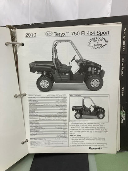 Kawasaki Product Sales Guide Binder w/ Spec Sheets 2010 Genuine