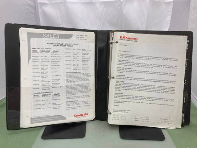 Kawasaki Product Sales Guide Binder w/ Spec Sheets 2010 Genuine