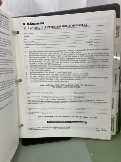 Kawasaki Product Introduction Sales Binder 2010 Genuine
