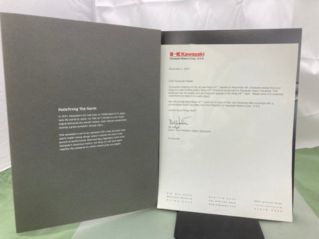 Kawasaki 99948-1316 Ninja H2 Sales Booklet & Specifications Sheet 2014 Genuine