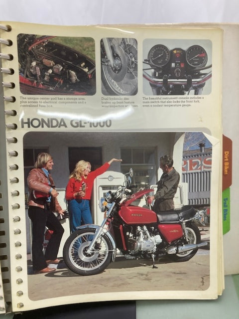 Honda Motorcycle Sales Binder with Spec Sheets 1976 Genuine