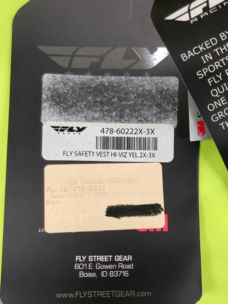 Fly 478-60222X-3X Motorcycle Safety Vest HI-VIZ Yellow 2X-3X New Genuine