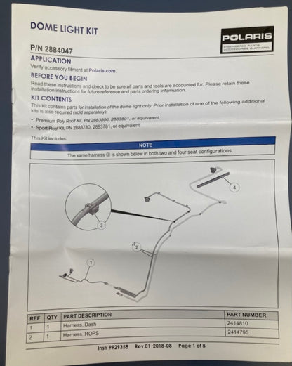 Polaris 2884047 Multi-Function LED Cab & Dome Light New Genuine