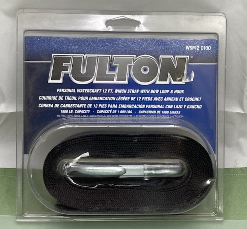 Fulton WSP12 0100 PWC 12FT. Winch Strap w/ Bow Loop & Hook New Genuine