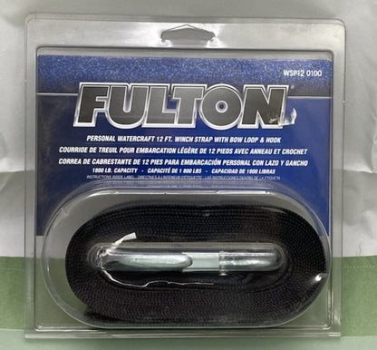 Fulton WSP12 0100 PWC 12FT. Winch Strap w/ Bow Loop & Hook New Genuine
