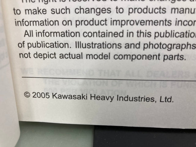Kawasaki 99924-1365-01 Ninja ZX-10R Service Manual '06 Genuine