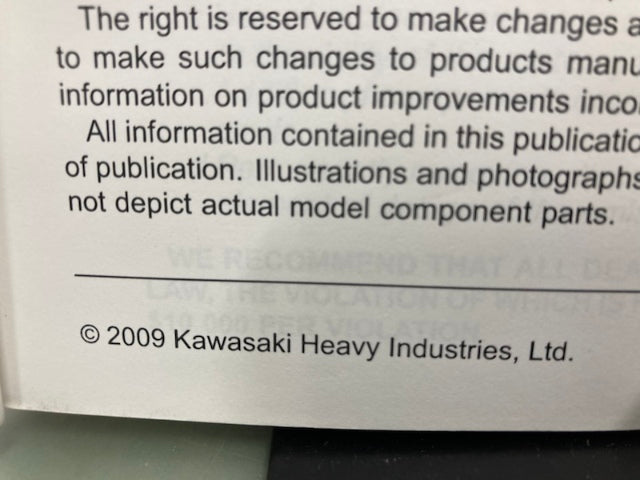 Kawasaki 99924-1436-31 Z1000 Service Manual '10 Genuine