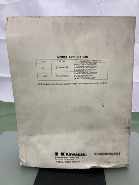 Kawasaki 99924-1442-31 Ninja 1000 Z1000SX ABS Service Manual '11 Genuine