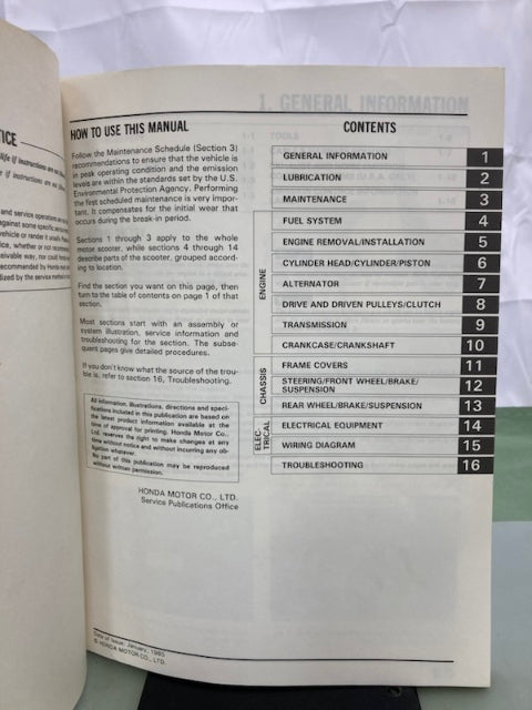 Honda 61GN300 NH80 aero80 '85 Shop Manual Genuine