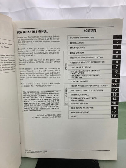 Honda 61KS605 CR125R '86-'91 Service Manual Genuine
