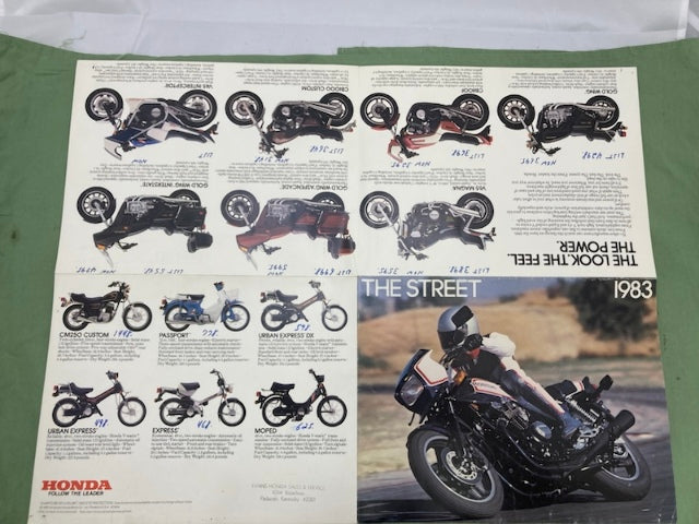 Honda The Street Sales Brochure & Spec Sheets for Street Bikes 1983 Genuine