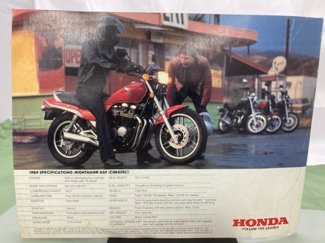Honda Nighthawk 650 CB650SC Sales Brochure & Spec Sheet 1984 Genuine