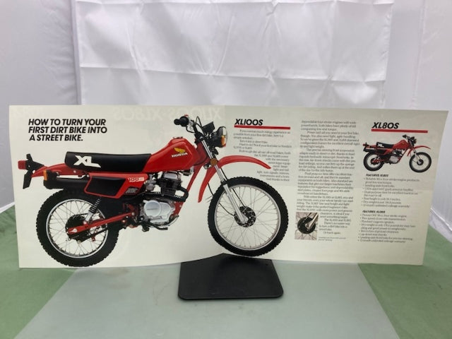Honda XL100S XL80S Sales Brochure & Spec Sheet 1984 Genuine