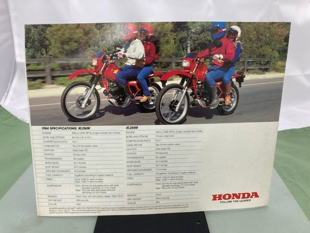 Honda XL350R XL250R Sales Brochure & Spec Sheet 1984 Genuine