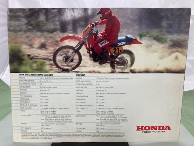 Honda XR500R XR350R Sales Brochure & Spec Sheet 1984 Genuine