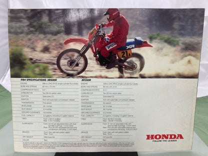 Honda XR500R XR350R Sales Brochure & Spec Sheet 1984 Genuine