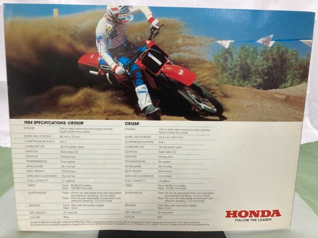 Honda CR250R CR125R Sales Brochure & Spec Sheet 1984 Genuine