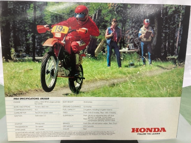 Honda XR250R Sales Brochure & Spec Sheet 1984 Genuine