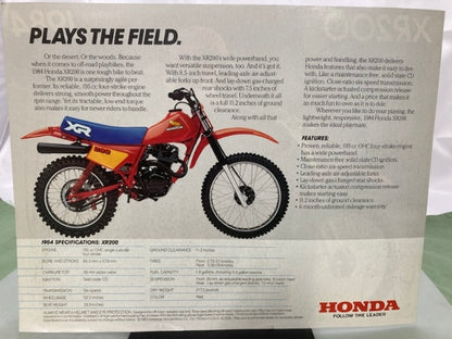 Honda XR200 Sales Brochure & Spec Sheet 1984 Genuine