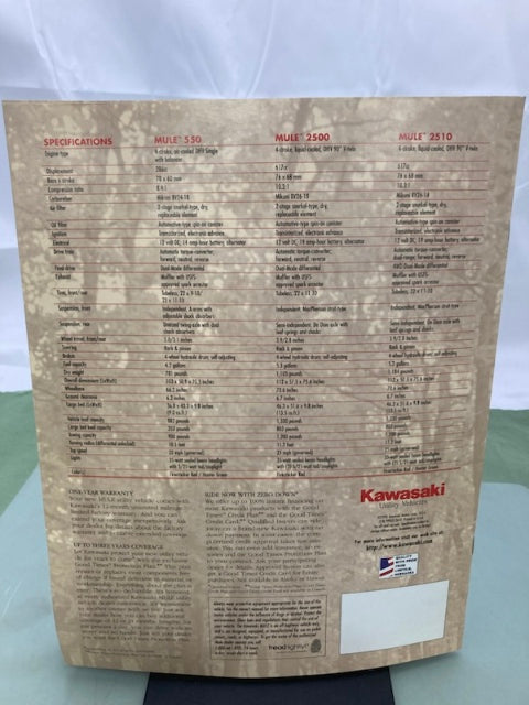 Kawasaki 99969-2614 Mule 550 2500 2510 Sales Brochure & Spec Sheet 1998 Genuine