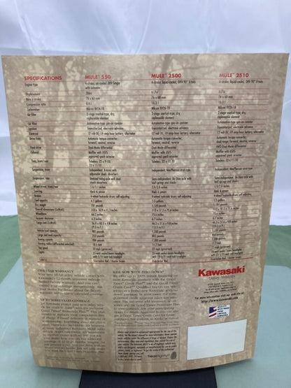 Kawasaki 99969-2614 Mule 550 2500 2510 Sales Brochure & Spec Sheet 1998 Genuine
